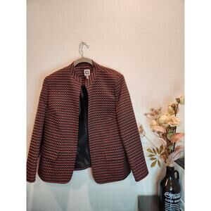Anne Klein Black & Pink Tweed Textured Blazer‎ - Size 10